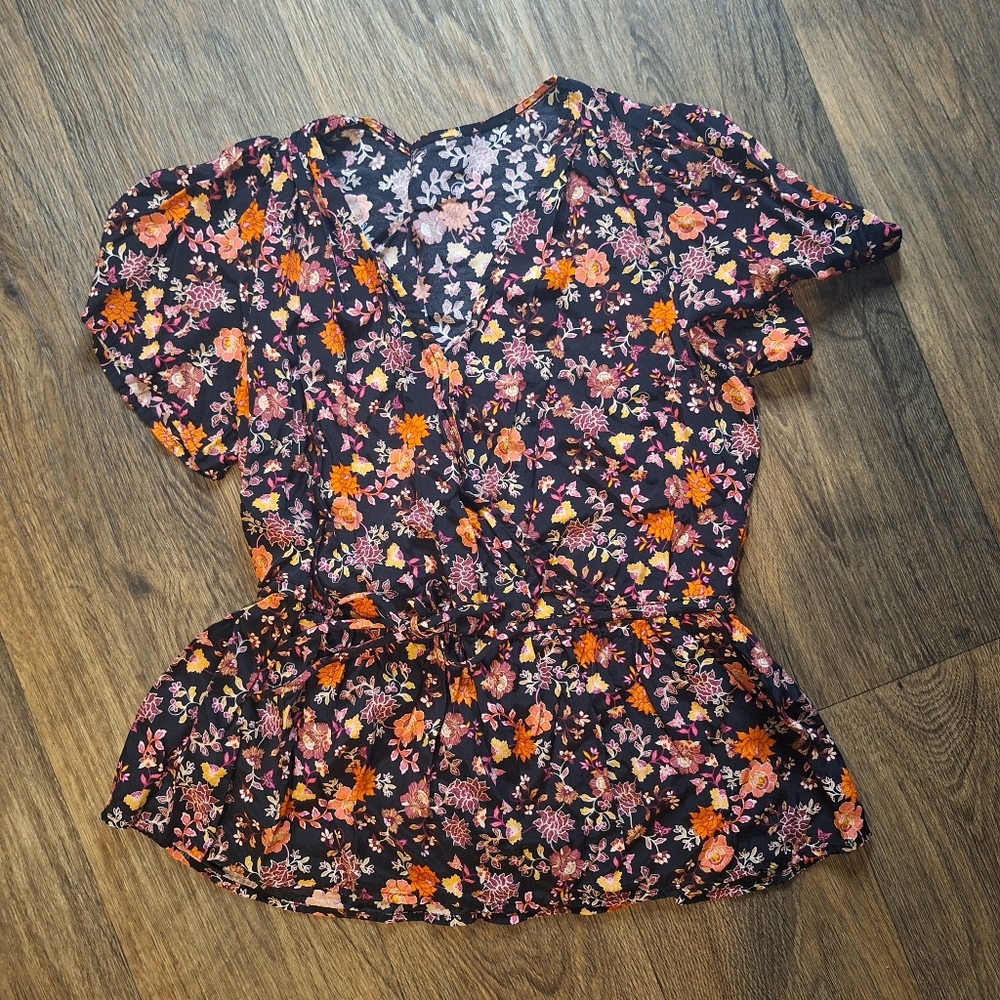 Loft Floral Faux Wrap Top